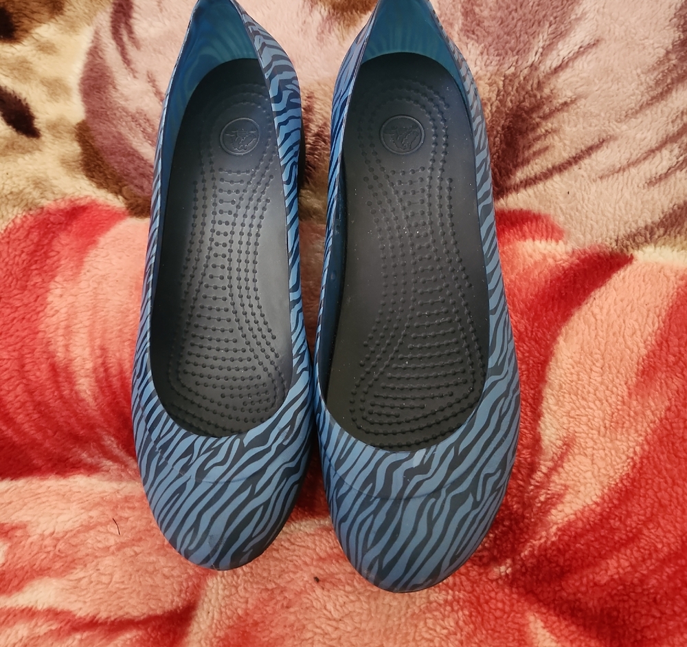 CROCS Blue Zebra-Print Slip-On Flats